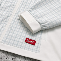 Custom White Windowpane Plaid Hooded Windbreaker Jacket