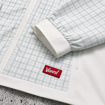 Custom White Windowpane Plaid Hooded Windbreaker Jacket