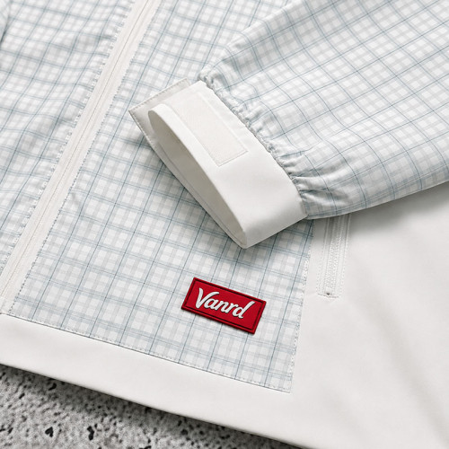 Custom White Windowpane Plaid Hooded Windbreaker Jacket