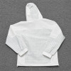 Custom White Windowpane Plaid Hooded Windbreaker Jacket