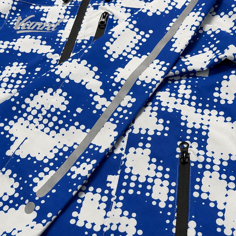 Custom Blue Splash Print Hooded Anorak Windbreaker Jacket