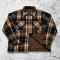 Custom Brown Plaid Flannel Shacket Quilted Lined Jacket