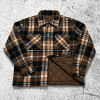 Custom Brown Plaid Flannel Shacket Quilted Lined Jacket