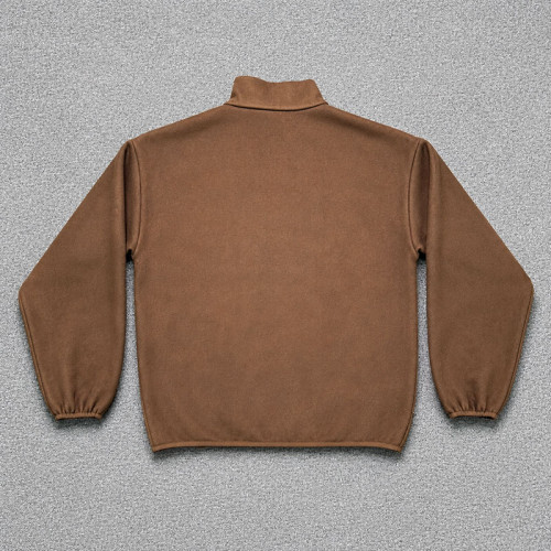 Custom Brown Stand Collar Zip Up Bomber Track Jacket