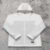 Custom White Windowpane Plaid Hooded Windbreaker Jacket