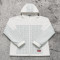 Custom White Windowpane Plaid Hooded Windbreaker Jacket