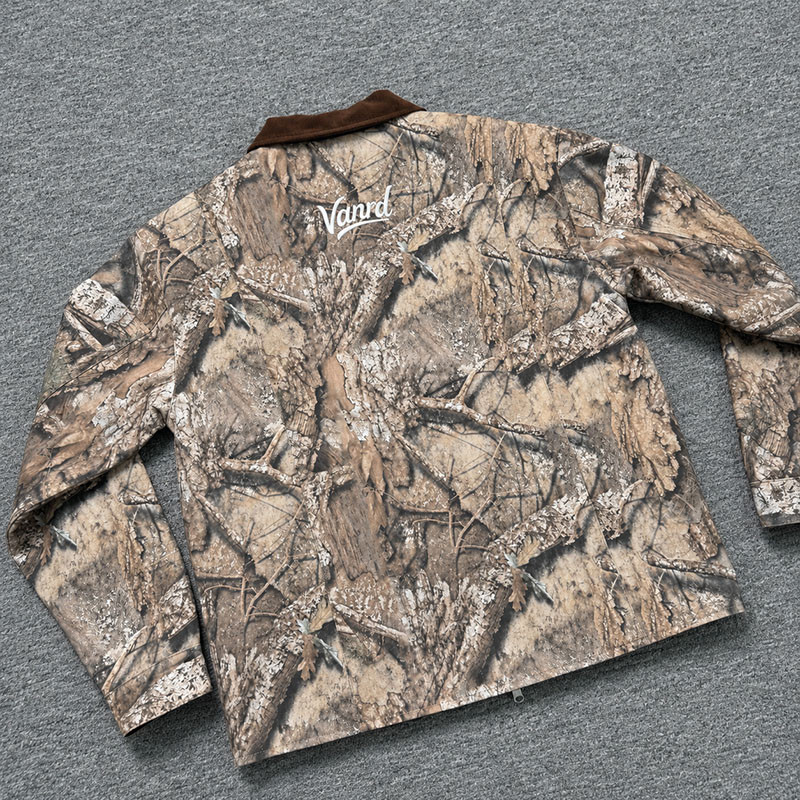 Custom Reversible Work Jacket Navy Canvas and Camo Print