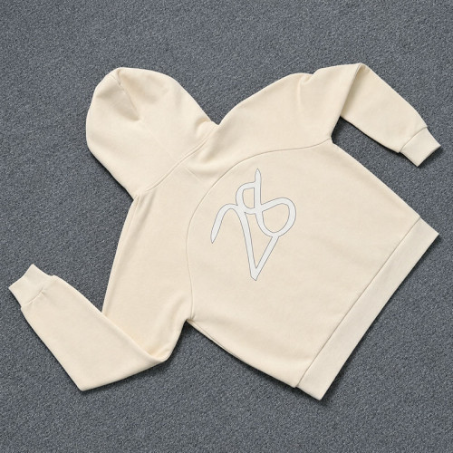 Custom Cream Oversized Pullover Hoodie for Streetwear