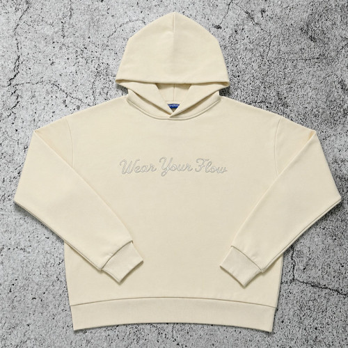 Custom Cream Oversized Pullover Hoodie for Streetwear