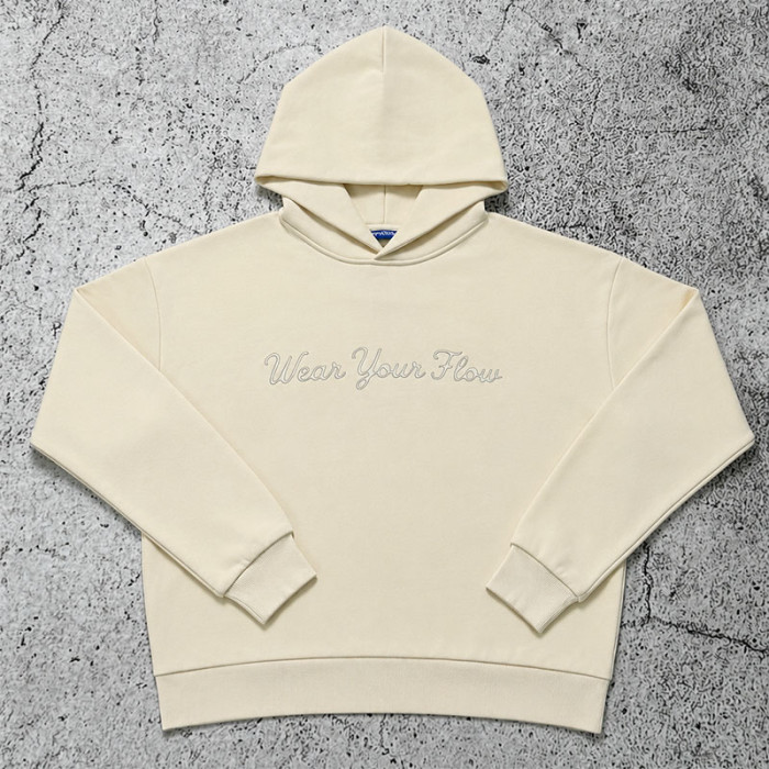 Custom Cream Oversized Pullover Hoodie for Streetwear