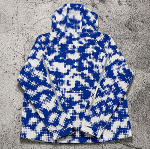 Custom Blue Splash Print Hooded Anorak Windbreaker Jacket