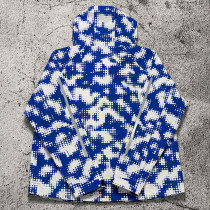 Custom Blue Splash Print Hooded Anorak Windbreaker Jacket
