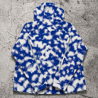 Custom Blue Splash Print Hooded Anorak Windbreaker Jacket