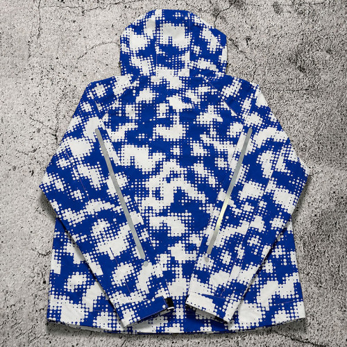 Custom Blue Splash Print Hooded Anorak Windbreaker Jacket