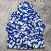Custom Blue Splash Print Hooded Anorak Windbreaker Jacket