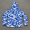 Custom Blue Splash Print Hooded Anorak Windbreaker Jacket