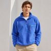 Custom Cobalt Blue Sherpa Fleece Stand Collar Half Zip Jacket