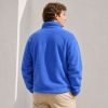 Custom Cobalt Blue Sherpa Fleece Stand Collar Half Zip Jacket