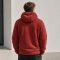 Custom Brick Red Sherpa Fleece Hooded Half Zip Pullover Jacket