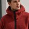 Custom Brick Red Sherpa Fleece Hooded Half Zip Pullover Jacket