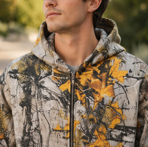 Custom Hunting Camo Print Sherpa Fleece Hooded Full Zip Hoodie