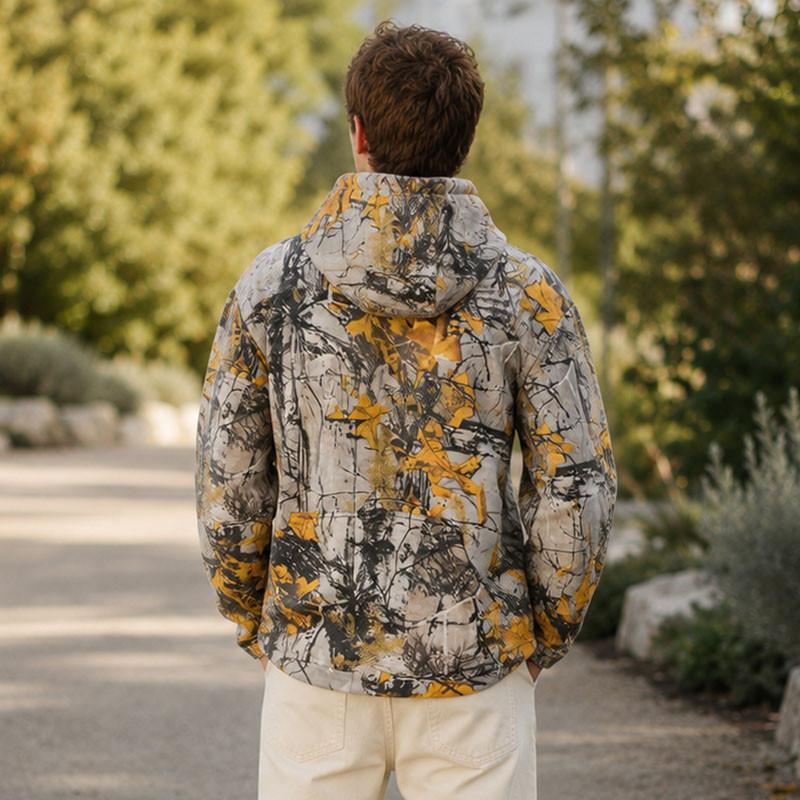 Custom Hunting Camo Print Sherpa Fleece Hooded Full Zip Hoodie