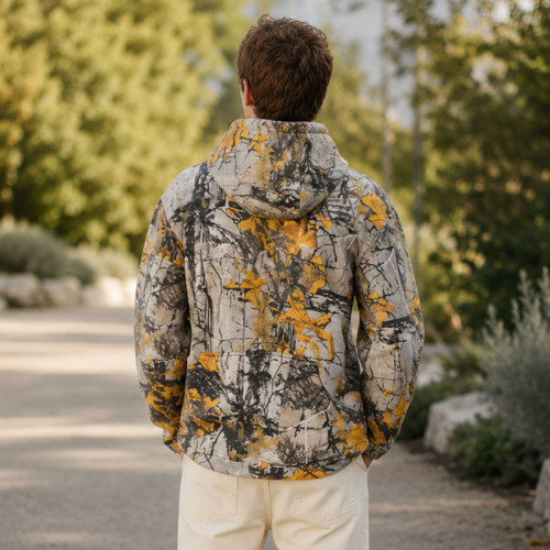 Custom Hunting Camo Print Sherpa Fleece Hooded Full Zip Hoodie