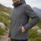 Custom Grey Softshell Hooded Outdoor Jacket with Green Zip Detail