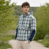 Custom Blue Green Plaid Nylon Hooded Anorak Windbreaker Jacket