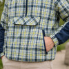 Custom Blue Green Plaid Nylon Hooded Anorak Windbreaker Jacket