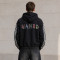 Custom Black Rhinestone Striped Zip Up Hoodie with Embroidered Logo