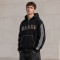 Custom Black Rhinestone Striped Zip Up Hoodie with Embroidered Logo