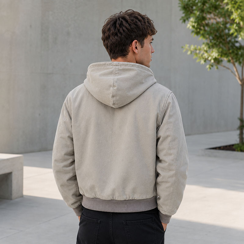 Custom Beige Reversible Zip Up Hoodie with Graphic Print Lining