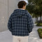 Custom Blue Green Plaid Hooded Zip Up Hoodie with Cream Lining