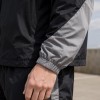 Custom Black Grey Color Block Hooded Windbreaker Jacket