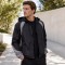 Custom Black Grey Color Block Hooded Windbreaker Jacket
