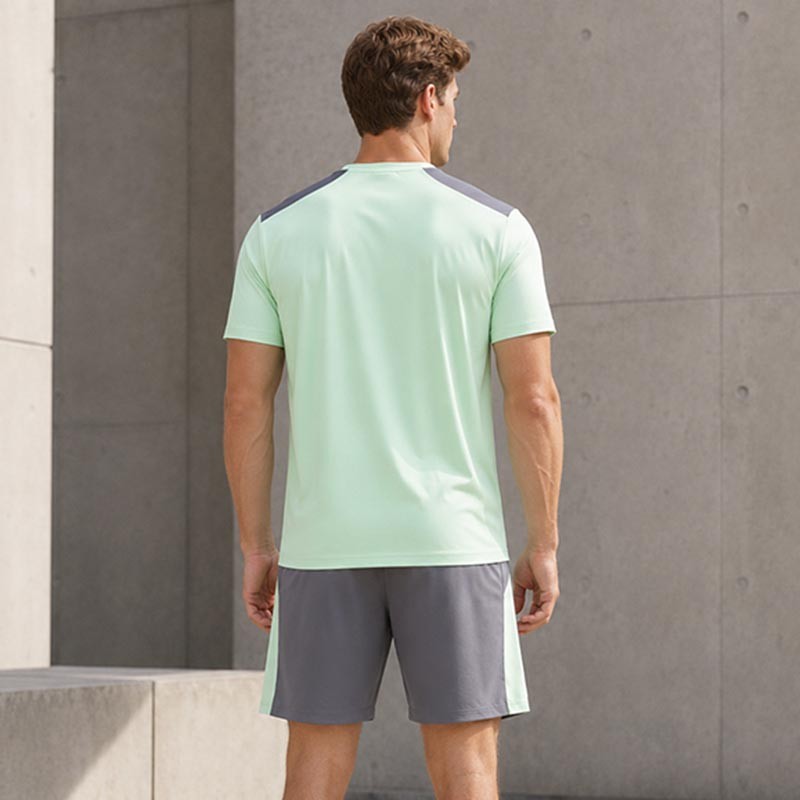 Custom Mint Green Color Block T-shirt and Shorts Tracksuit Set