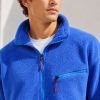 Custom Cobalt Blue Sherpa Fleece Stand Collar Half Zip Jacket
