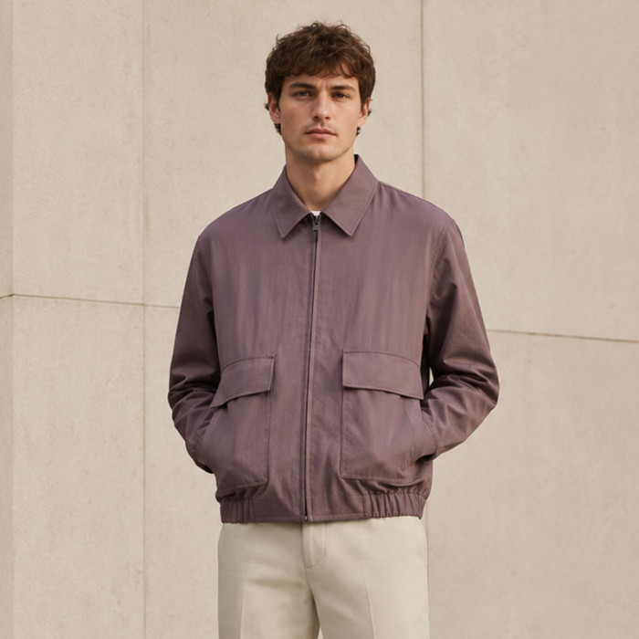 Custom Purple Lightweight Coach Jacket with Flap Pockets
