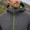 Custom Grey Softshell Hooded Outdoor Jacket with Green Zip Detail