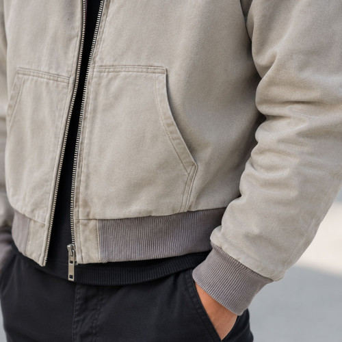 Custom Beige Reversible Zip Up Hoodie with Graphic Print Lining