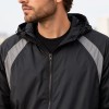 Custom Black Grey Color Block Hooded Windbreaker Jacket