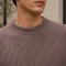Custom Taupe Brown Ribbed Knit Crewneck Pullover Sweater