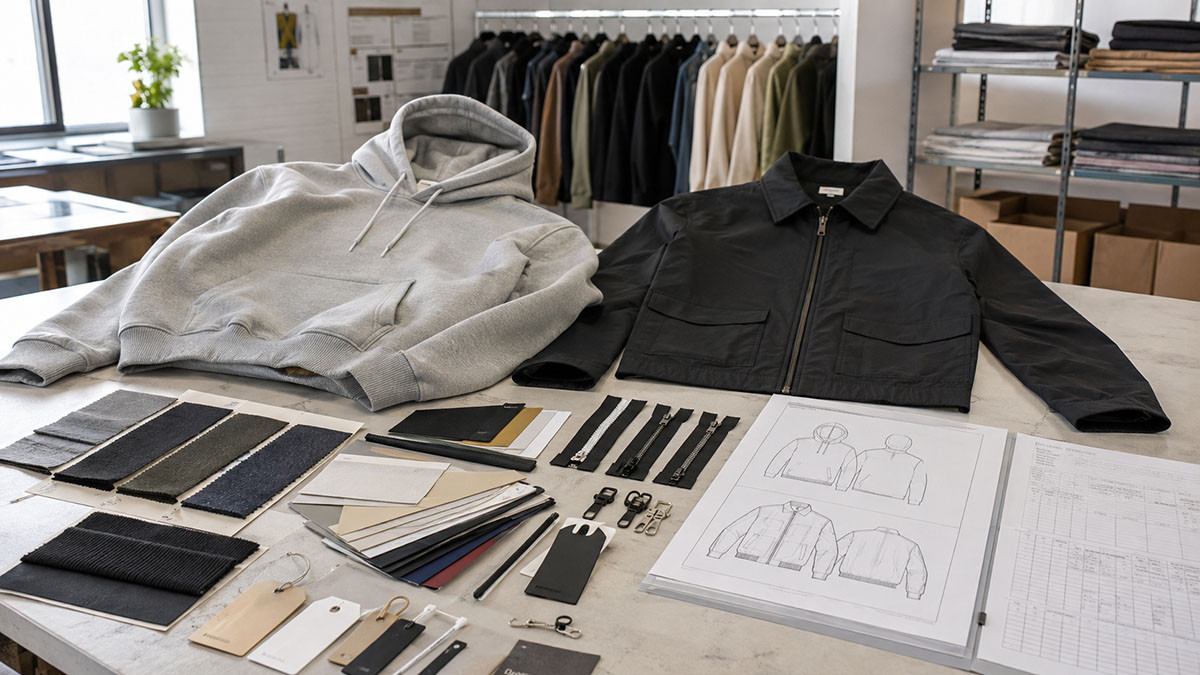 Clothing sample development with tech pack measurements fabrics and trim approval
