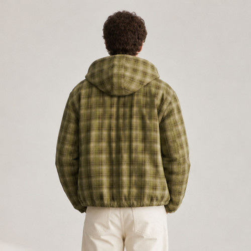 Custom Vintage Plaid Hooded Jacket for Streetwear Brands