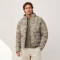 Custom Beige Leopard Print Stand Collar Puffer Jacket