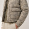 Custom Beige Leopard Print Stand Collar Puffer Jacket
