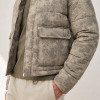 Custom Beige Leopard Print Stand Collar Puffer Jacket