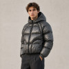 Custom Charcoal Grey Cropped Hooded Puffer Jacket