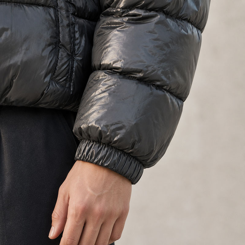 Custom Charcoal Grey Cropped Hooded Puffer Jacket